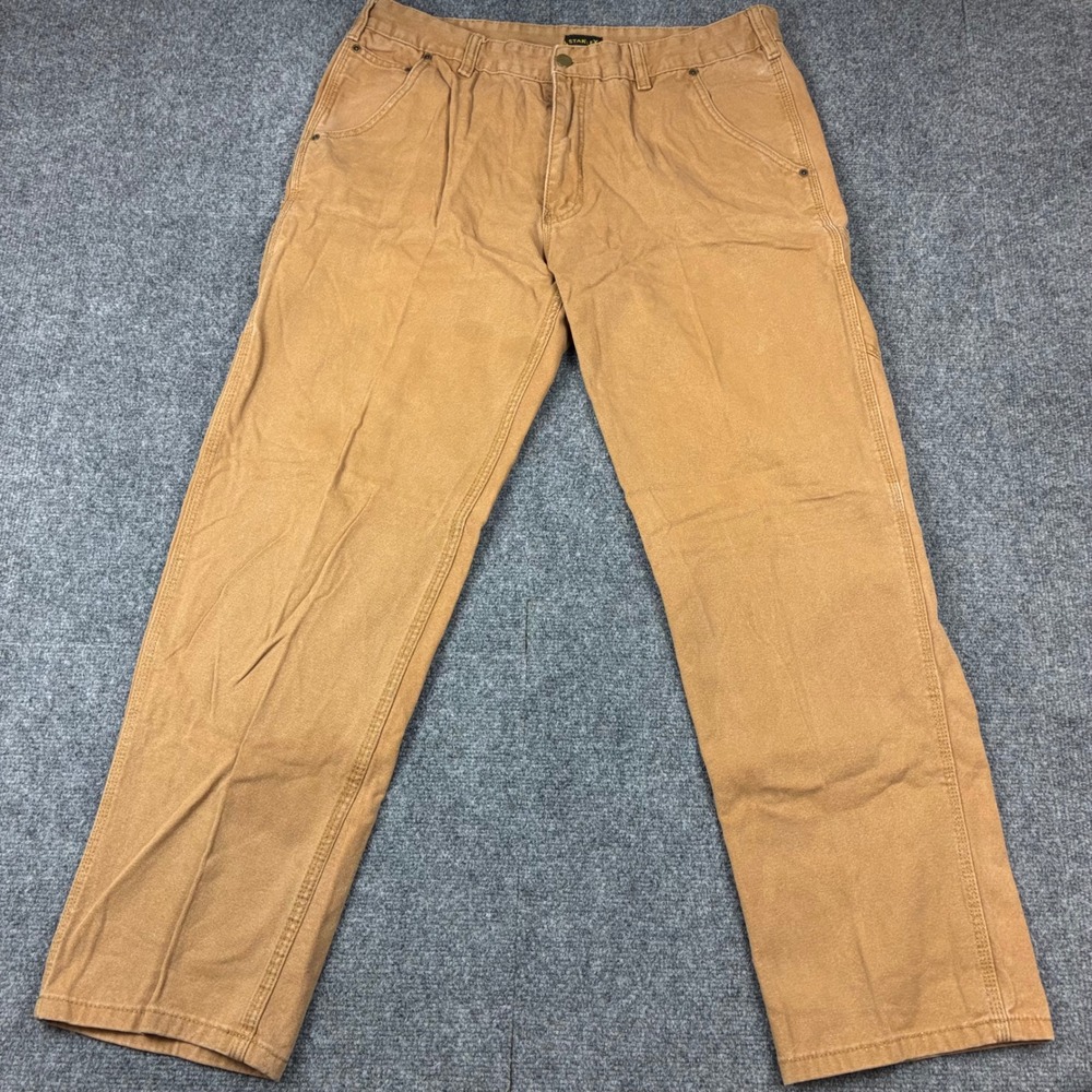 Stanley‎ Mens 38x32 Brown Duck Canvas Carpenter Work Pants Straight Leg Cotton